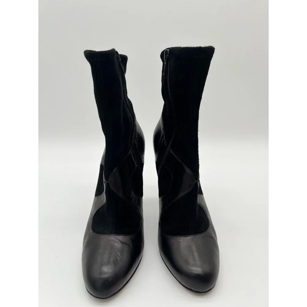 Miu Miu Boots Heels EU 37 Black Leather‎ Ankle Boots Booties Gothic Witchy box